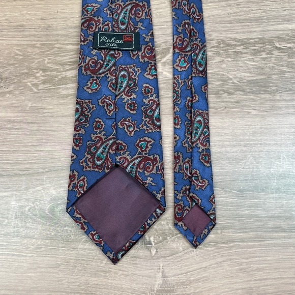 Rebae Silk Men's Blue Red Gold Paisley Classic Necktie - Picture 4 of 5